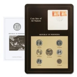 Indonesia - Type Set & Postal Cache - 7 Coins - Brilliant Uncirculated - Descriptive Card