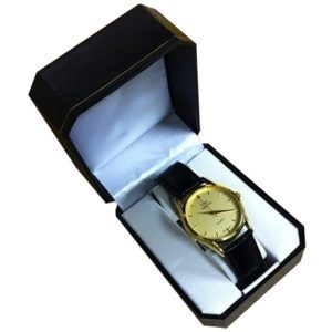 Time America - Mens Classic Gold Watch - Leather Strap - Water Resistant 100 Feet - Gift Box
