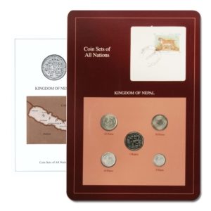 Nepal - Type Set & Postal Cache - 5 Coins - Brilliant Uncirculated - Descriptive Card