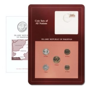 Pakistan - Type Set & Postal Cache - 5 Coins - Brilliant Uncirculated - Descriptive Card