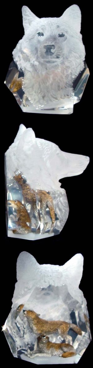 Devotion-Timber Wolves By Kitty Cantrell-Cast Bronze In Lucite-Limited Edition Of 2001