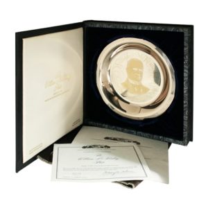 Franklin Mint-The William McKinley Plate-6 oz. Sterling Silver-24 ct. Gold Inlay-Case & COA