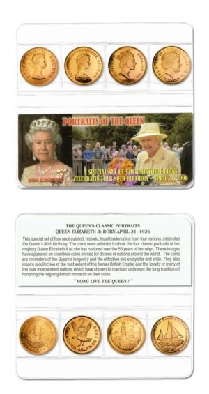 Coinage Portraits Of Queen Elizabeth II - Set Of (4) World Coins
