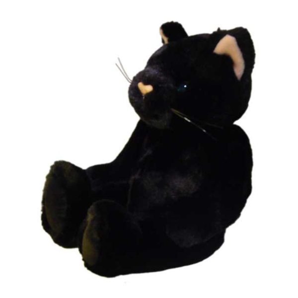 Ebony Stuffed Toy Pet - Soft Velvet Black Cat (Kitten) - 10 inches Tall - New