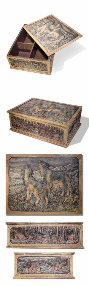 Wholesale-(8) Al Agnew Created Timber Wolf Keepsake Boxes-Includes FREE Shipping within the US