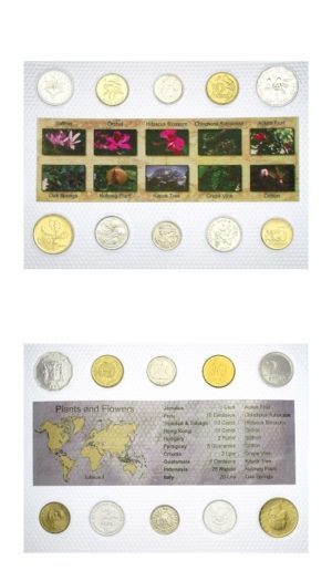 Ten Different Flower Coins from Ten Countries - Uncirculated