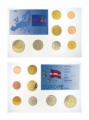 Latvia (8) Coin Type Set - Brilliant Uncirculated