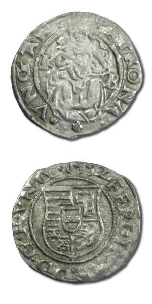 Hungary - Madonna and Child (Jesus) MEDIEVAL - silver Denar - 1552  - XF