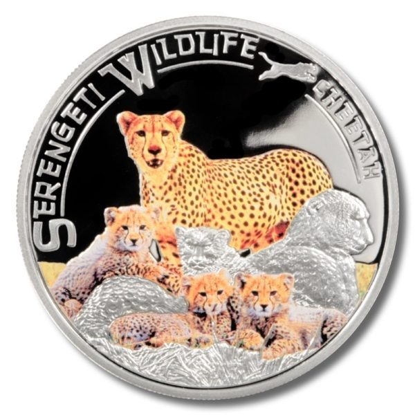 000 Shillings Serengeti Wildlife Colored Proof Silver Coin