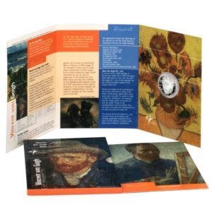 the Netherlands Vincent Van Gogh €5  €5 Silver coin with Prooflike surfaces