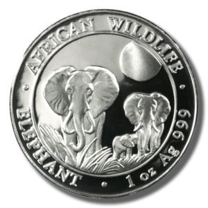 2014 Somalia Elephant 100 Shilling 1oz Prooflike Silver Coin