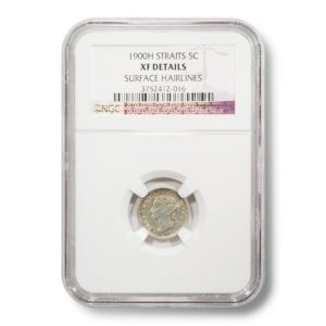 1900H British Straits Settlements Victoria 5 Cents XF-DETAILS NGC Encapsulated Silver Coin