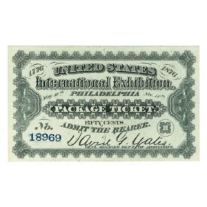 1876 Philadelphia World's Fair Blue Package Ticket