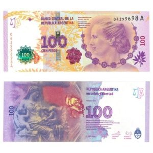 2102 Argentina Evita Peron 100 Pesos Series A Crisp Uncirculated Banknote