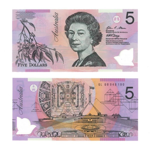 2008 Australia Five Dollars Polymer Crisp Uncirculated Banknote