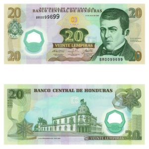 2008 Honduras Dionisio de Herrera 20 Lempiras Crisp Uncirculated Banknote