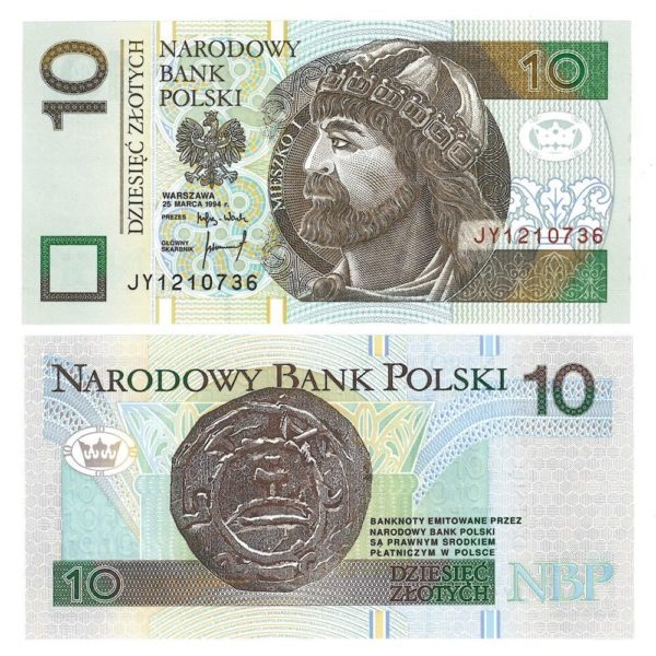 1995 Poland Mieszko I 10 Zlotych Crisp Uncirculated Banknote