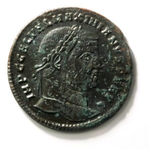 Bronze Coin of Roman Caesar Galerius (293-311 AD). Follis in Very Fine condition.