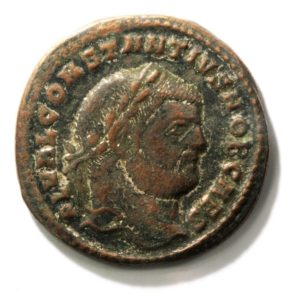 Bronze Coin of Roman Caesar Constantius I (293-306 AD). Follis in Extra Fine condition.