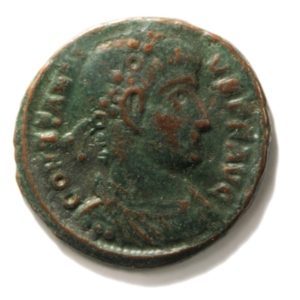 Bronze Coin of Roman Emperor Constantius II (337-361 AD). AE4 Follis in Fine condition.