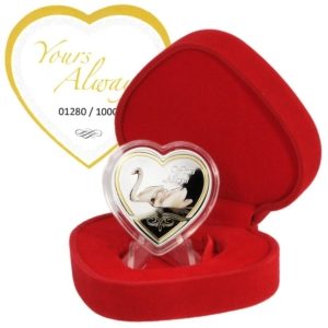 2013 Cook Islands $1 "Yours Always" Heart-shaped Proof Silver coin