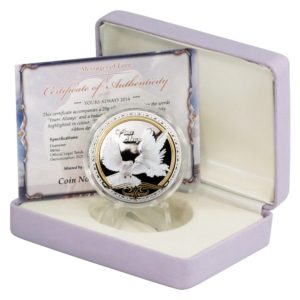 2014 Tokelau "Yours Always" Mating Doves $5 Proof Silver coin