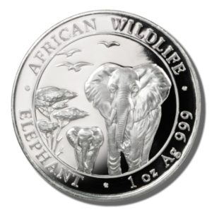 2015 Somalia 100 Shillings Elephant one ounce Silver Coin