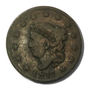 USA - Large Cent - Matron Head - 1c - 1817  - Very Good - Newcomb 15