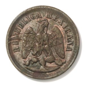 1890 Mo Republic of Mexico Centavo Copper Coin in Extra-fine Condition. KM# 391.6.