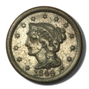 USA - Large Cent - Braided Hair - 1c - 1844  - Very Fine - Newcomb 6