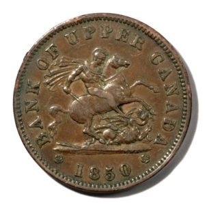 Canada - Ontario -Bank of Upper Canada - Penny Token - 1850  - XF+ - KMTn3 - Breton-719