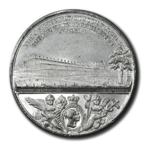 Great Britain-Building at London for International Exposition-38mm-1851 -White Metal-UNC