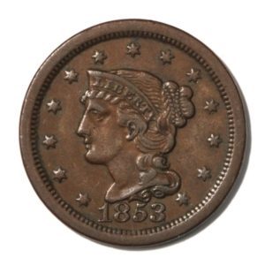 USA - Large Cent - 1c - 1853  - XF - Brown