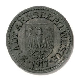 1917 Ansberg Westphalia Germany Zinc 10 Pfennig Kriegsmunze