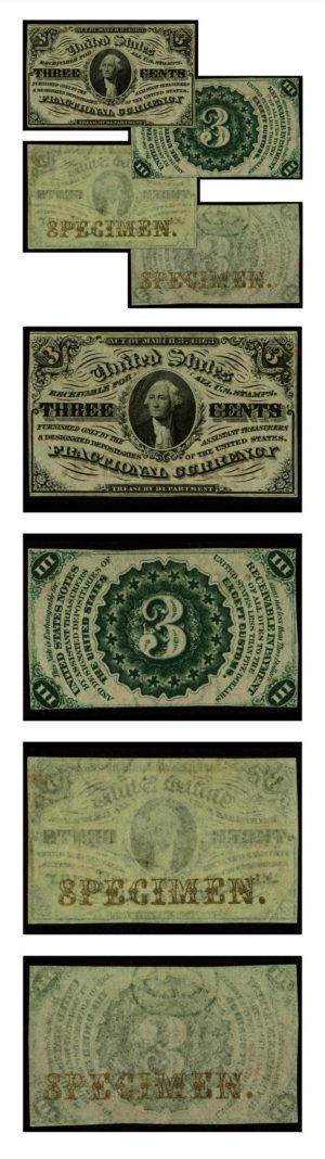 USA - Fractional Currency - Specimen Pair - 3 Cents - 1863 - Third Issue - Fr-1227SP - CU