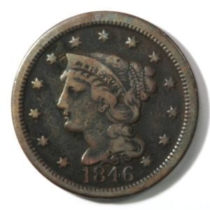 United States Braided Hair Large Cent from 1846