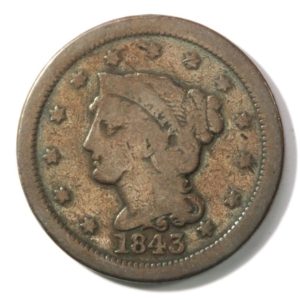 United States Braided Hair Large Cent from 1843