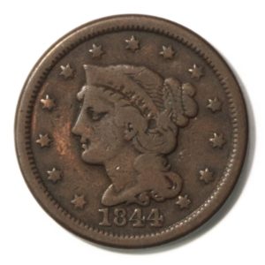 United States Braided Hair Large Cent from 1844