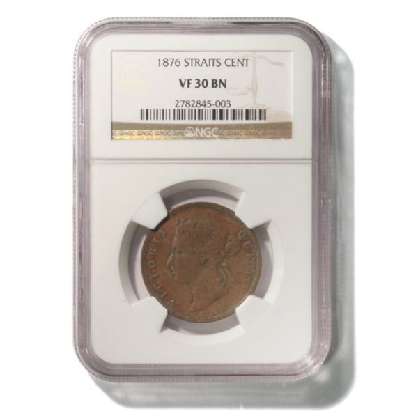 Straits Settlements - Young Queen Victoria - 1 Cent - 1876  - KM-9 - NGC - Very Fine-30