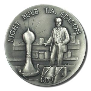 Great American Triumphs - Light Bulb T. A. Edison - 1.15 oz Sterling Silver - 1879  - COA