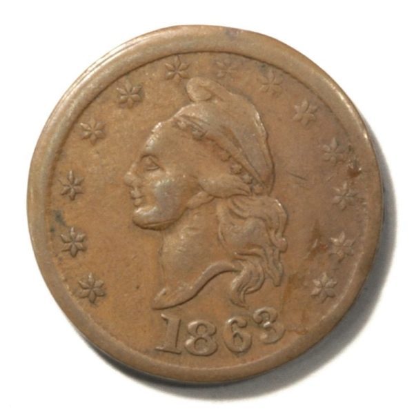 1863 Turbanhead/I.O.U. 1 CENT Civil War token