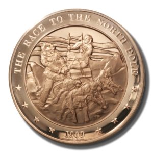 Franklin Mint - History of the US - Race to the North Pole - 1909 - 45mm - Proof Bronze Medal