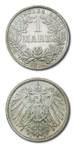 Germany - Imperial Coinage - 1 Mark - 1914 A - Uncirculated