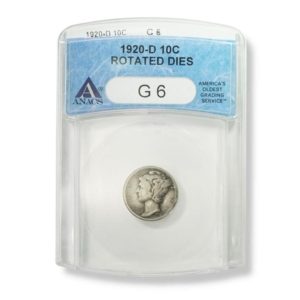 USA - Mint Error - Mercury Dime - Rotated Dies - 1920D - ANACS - G-6