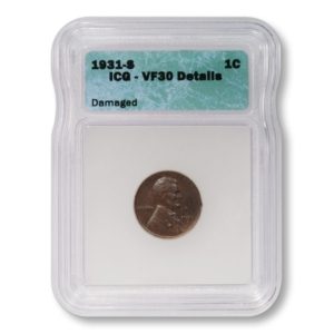 USA - Lincoln Wheat Cent - 1c - 1931 S - ICG VF30 Details Damaged - Key Date - Penny