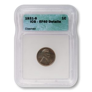 USA - Lincoln Wheat Cent - 1c - 1931 S - ICG EF40 Details Cleaned - Key Date - Penny