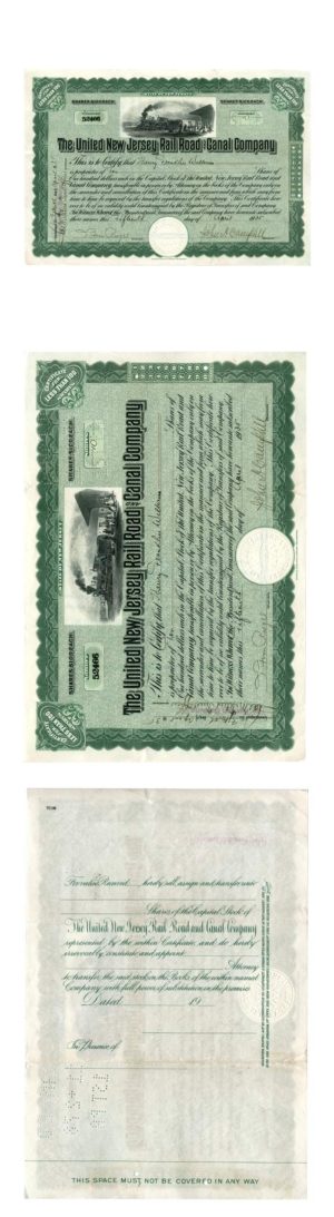 New Jersey - The United New Jersey Railroad and Canal Co - 10 Shares - 1935