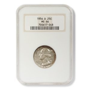 1956D U.S. Silver Washington Quarter Graded by NGC as MS-66.