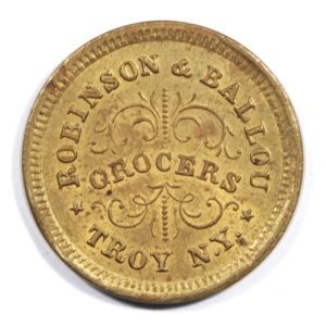 1863 ROBINSON BALLOU GROCERS Civil War Store Card