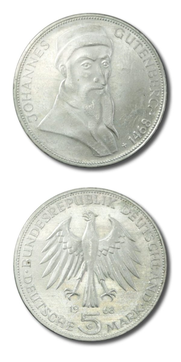 Germany - 1968-G Johannes Gutenberg  - 5DM - 1968 - UNC - KM-122